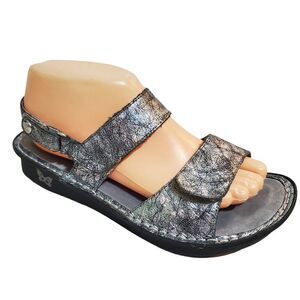 Alegria VER-565 Verona Sandals Women 38 7-7.5 Metallic Silver Disco Desert